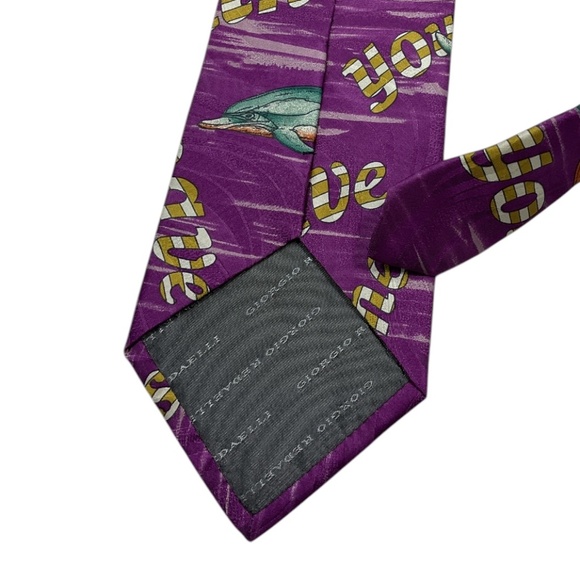 GIORGIO REDAELLI Purple Dolphin Silk LUXURY Tie ITALY - Picture 4 of 4